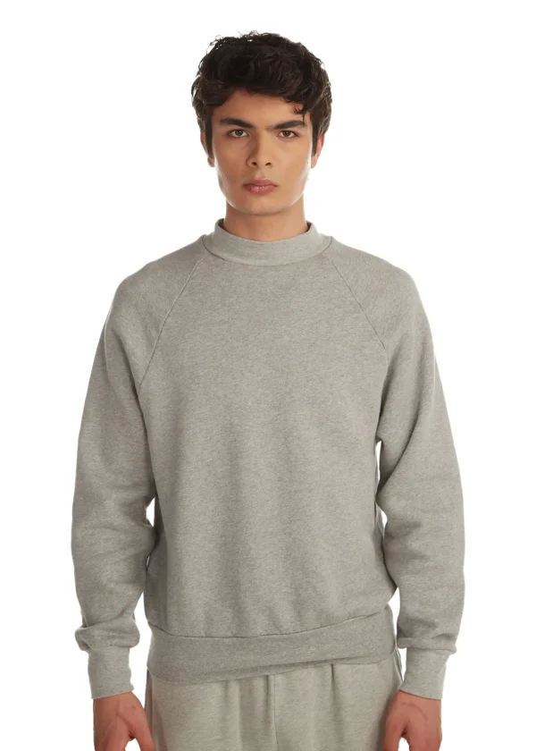 Online LES TIEN Heavyweight Mock Neck Raglan Heather Grey