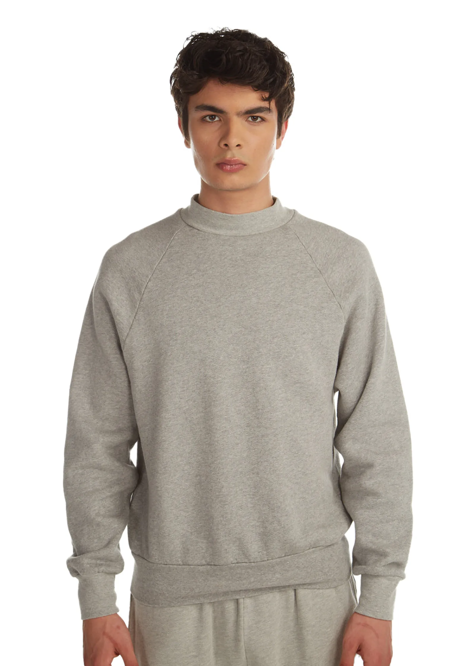 heavyweight_mock_neck_rag_0-1.webp Online LES TIEN Heavyweight Mock Neck Raglan Heather Grey