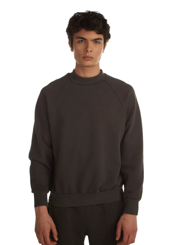 Sale LES TIEN Heavyweight Mock Neck Raglan Vintage Black