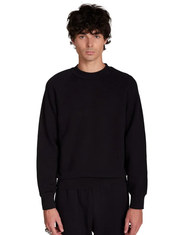 Hot LES TIEN Heavyweight Mock Neck Raglan Jet Black