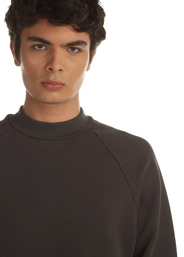 Sale LES TIEN Heavyweight Mock Neck Raglan Vintage Black