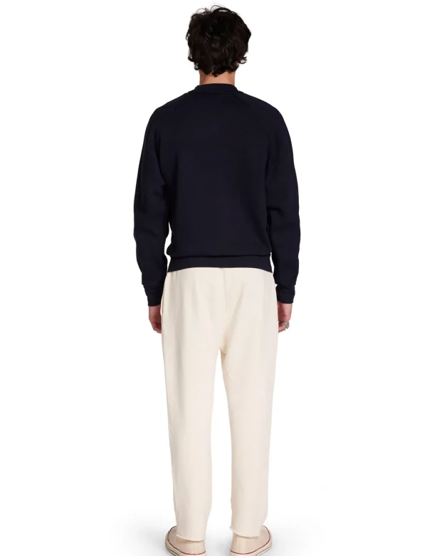 New LES TIEN Heavyweight Mock Neck Raglan Navy