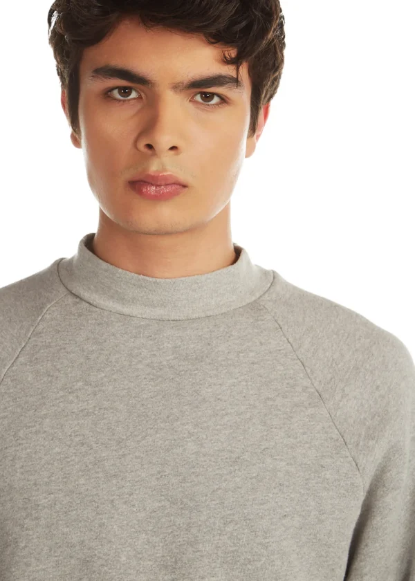 Online LES TIEN Heavyweight Mock Neck Raglan Heather Grey