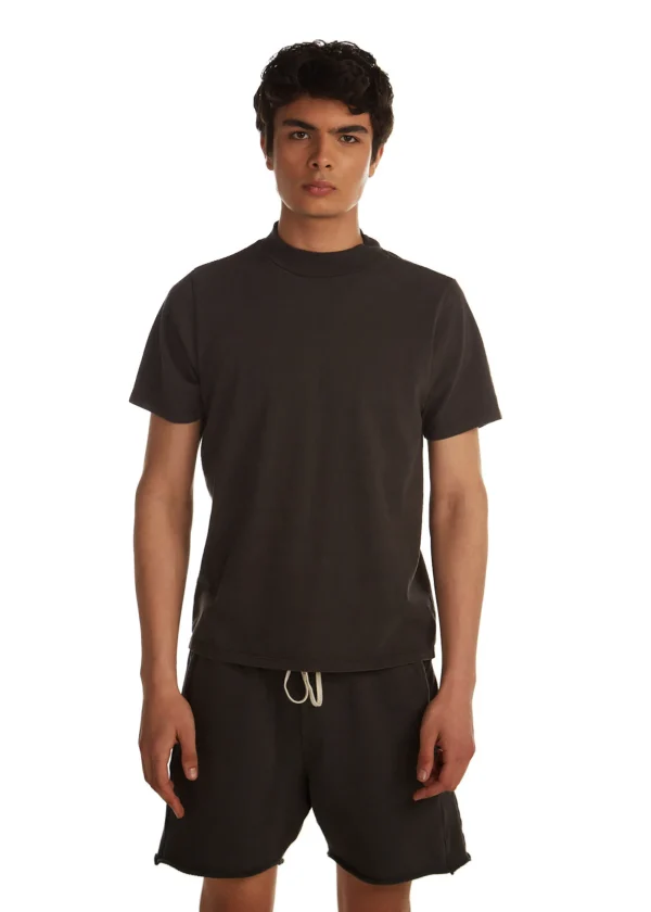 Hot LES TIEN Heavyweight Mock Neck Tee Vintage Black