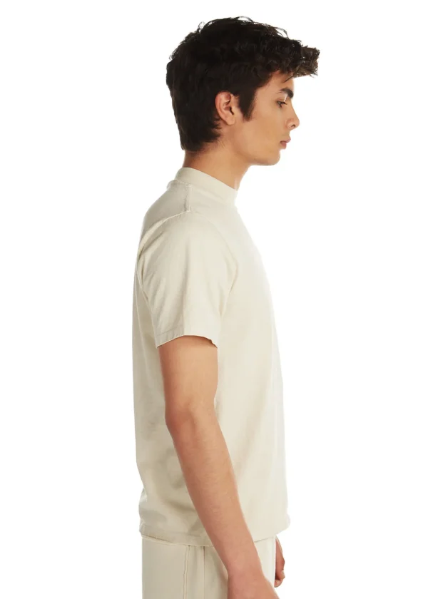 Clearance LES TIEN Heavyweight Mock Neck Tee Ivory