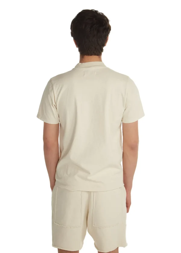 Clearance LES TIEN Heavyweight Mock Neck Tee Ivory