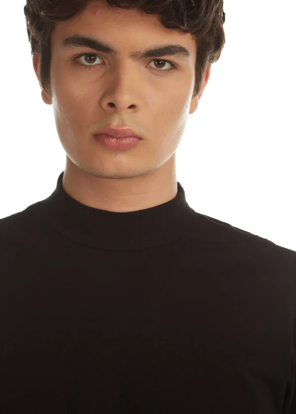 Online LES TIEN Heavyweight Mock Neck Tee Jet Black