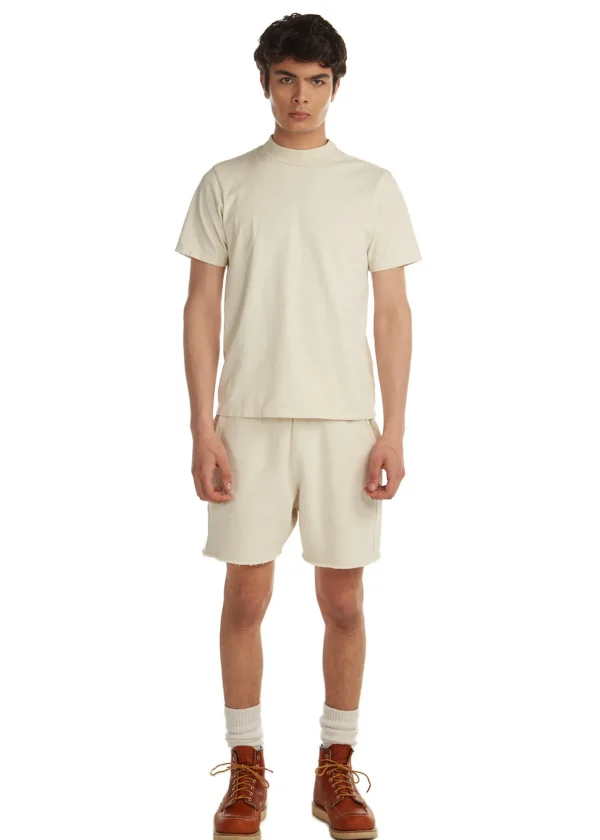 Clearance LES TIEN Heavyweight Mock Neck Tee Ivory