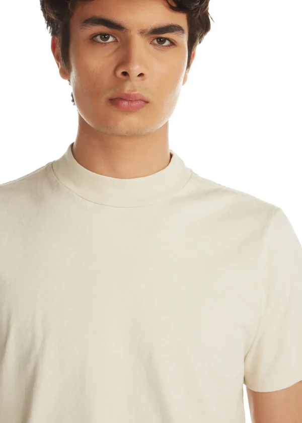 Clearance LES TIEN Heavyweight Mock Neck Tee Ivory