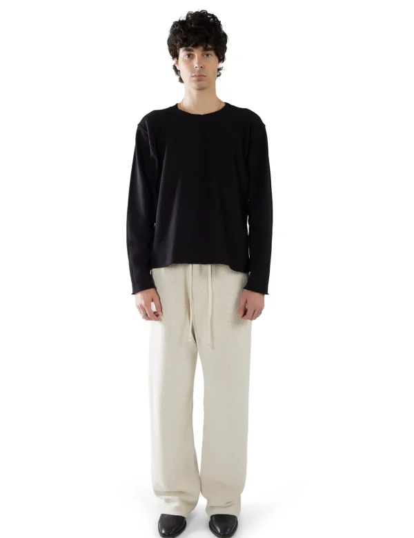 Clearance LES TIEN Heavyweight Raw Crop Crew Jet Black