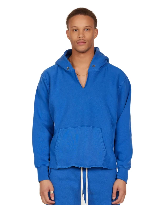 Clearance LES TIEN Heavyweight Raw Cropped Hoodie Washed Capri