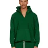 Online LES TIEN Heavyweight Raw Cropped Hoodie Washed Verde