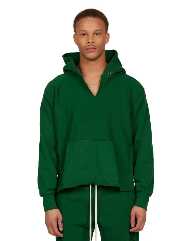 Online LES TIEN Heavyweight Raw Cropped Hoodie Washed Verde