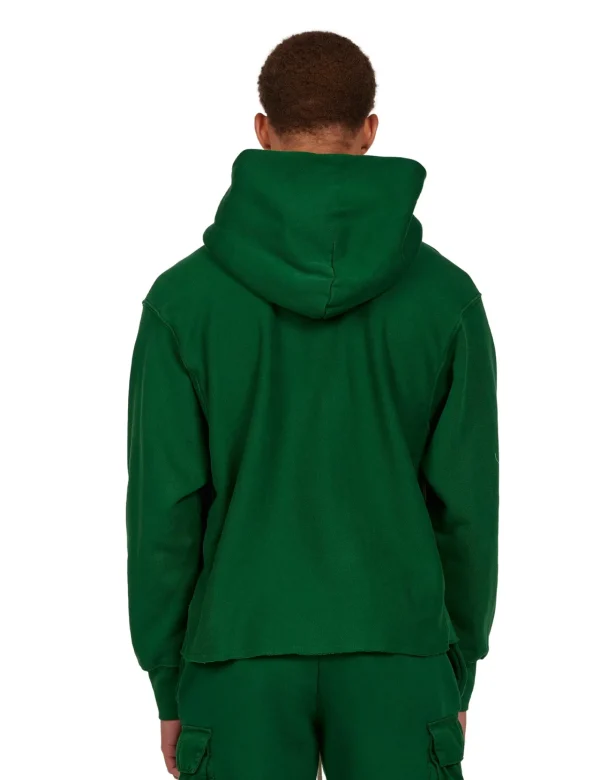 Online LES TIEN Heavyweight Raw Cropped Hoodie Washed Verde