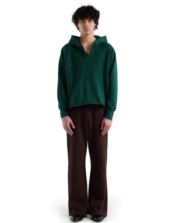 Hot LES TIEN Heavyweight Raw Cropped Hoodie Washed Emerald
