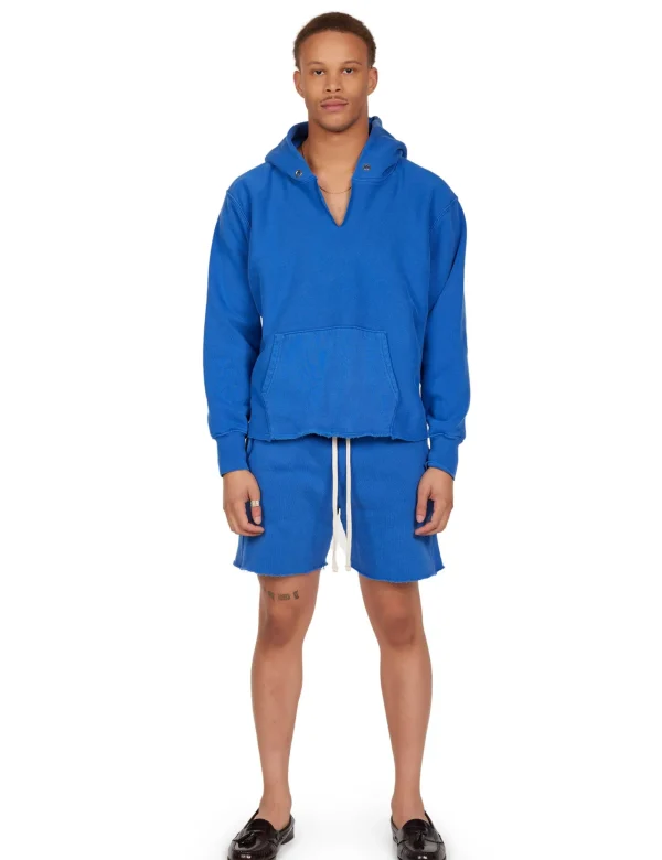 Clearance LES TIEN Heavyweight Raw Cropped Hoodie Washed Capri