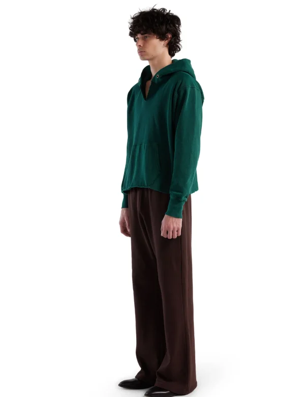 Hot LES TIEN Heavyweight Raw Cropped Hoodie Washed Emerald