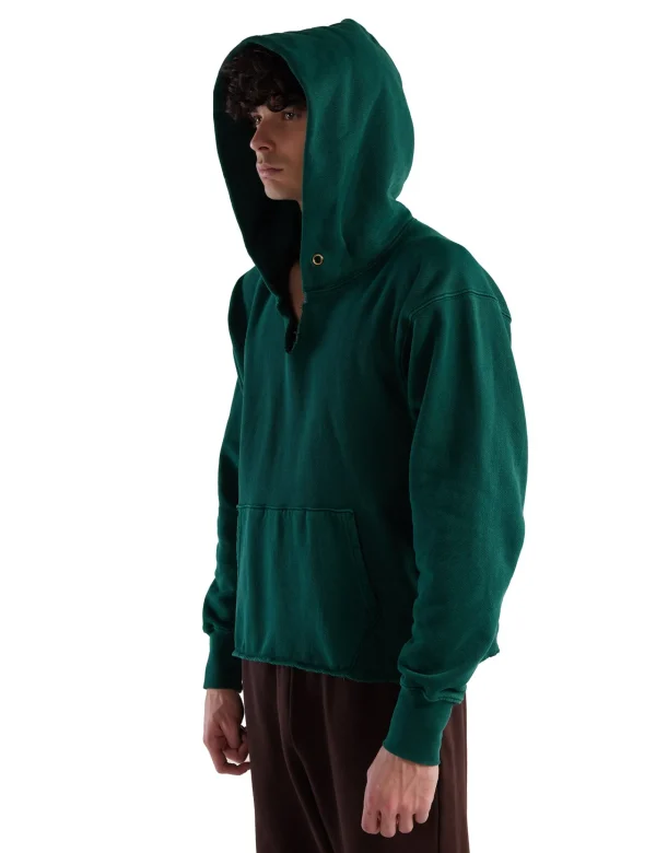 Hot LES TIEN Heavyweight Raw Cropped Hoodie Washed Emerald