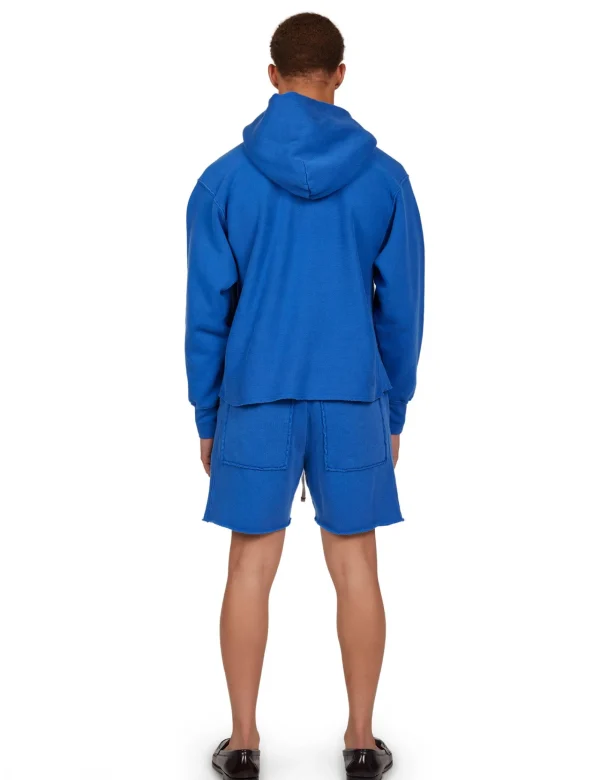 Clearance LES TIEN Heavyweight Raw Cropped Hoodie Washed Capri