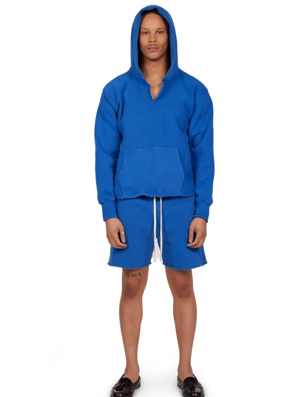 Clearance LES TIEN Heavyweight Raw Cropped Hoodie Washed Capri