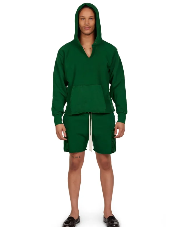 Online LES TIEN Heavyweight Raw Cropped Hoodie Washed Verde