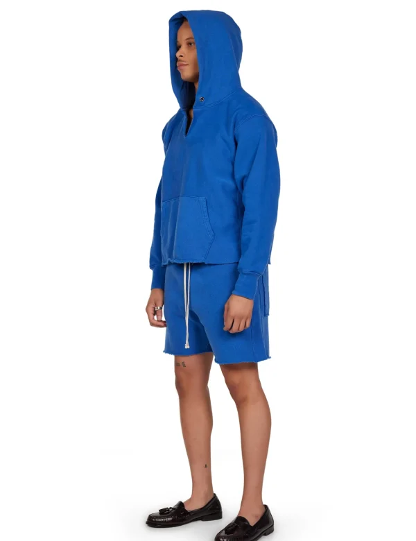 Clearance LES TIEN Heavyweight Raw Cropped Hoodie Washed Capri