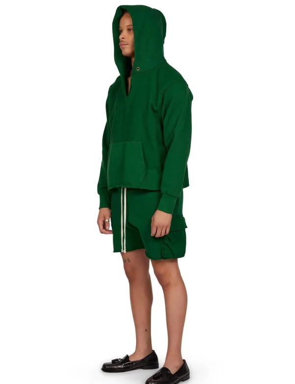 Online LES TIEN Heavyweight Raw Cropped Hoodie Washed Verde