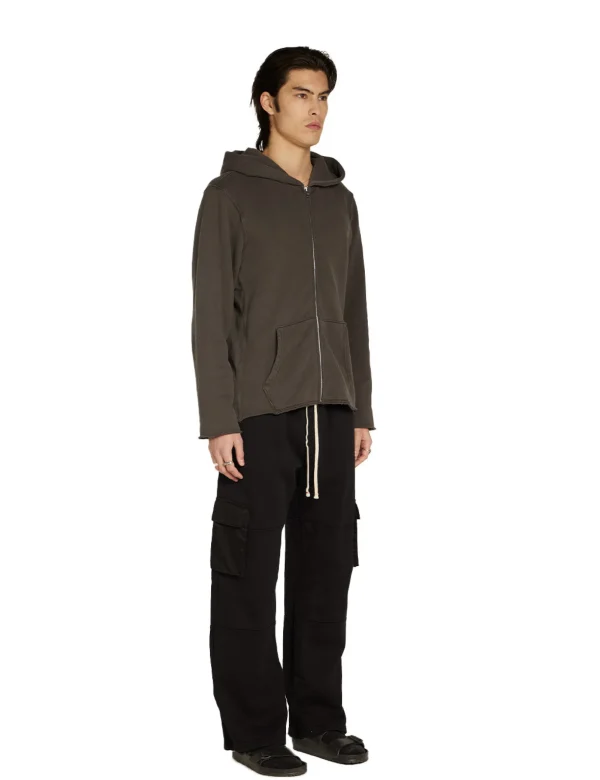 New LES TIEN Heavyweight Raw Zip Hoodie Vintage Black