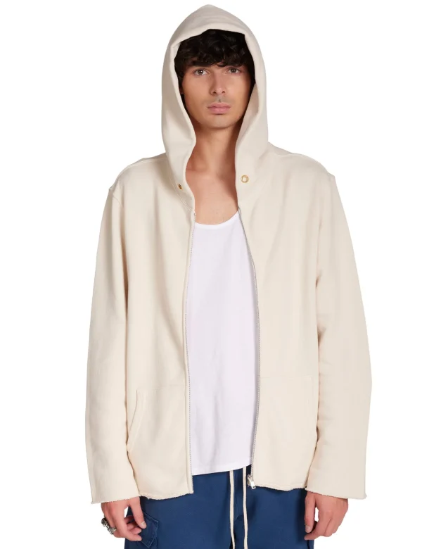 New LES TIEN Heavyweight Raw Zip Hoodie Ivory