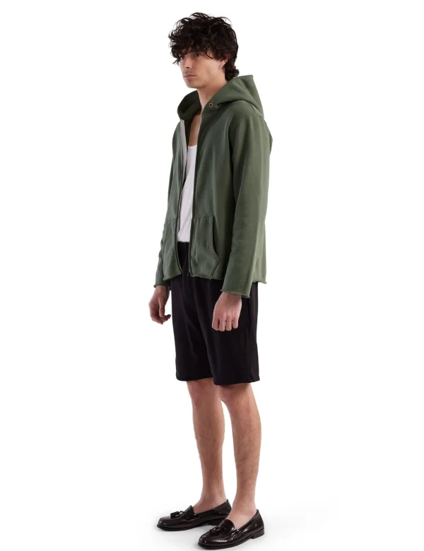 Best LES TIEN Heavyweight Raw Zip Hoodie Dark Moss