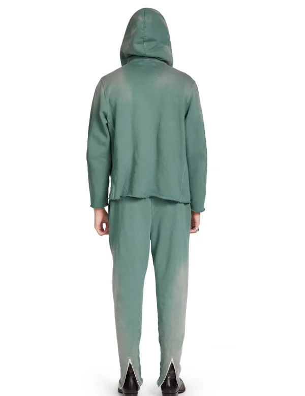 Fashion LES TIEN Heavyweight Raw Zip Hoodie Sunfaded Dark Moss