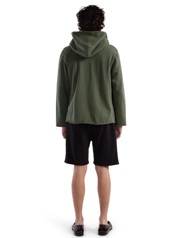 Best LES TIEN Heavyweight Raw Zip Hoodie Dark Moss