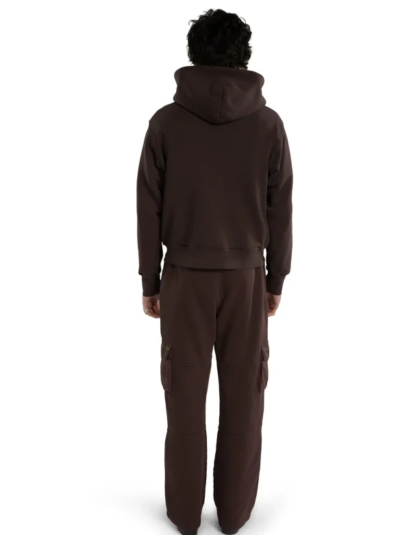 New LES TIEN Heavyweight Zip Hoodie Washed Brown Fig
