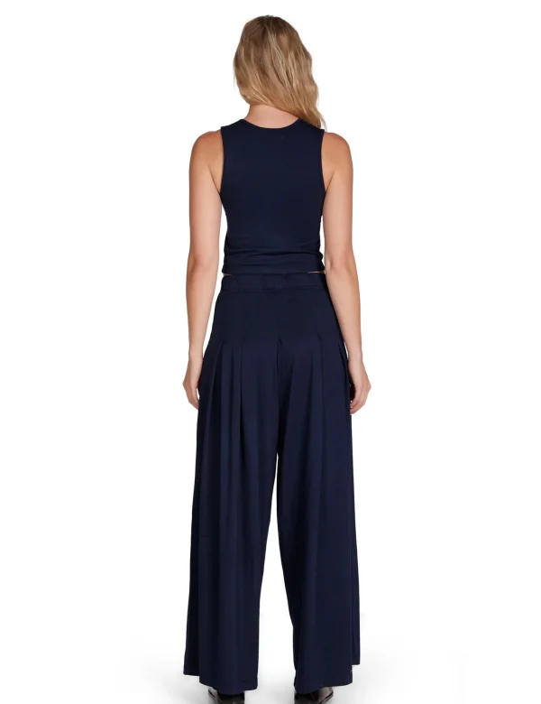 Hot LES TIEN Julia Pleated Palazzo Pant Navy