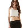 Sale LES TIEN Kerry Crop Tank Ivory