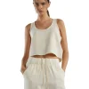 Sale LES TIEN Kerry Crop Tank Ivory
