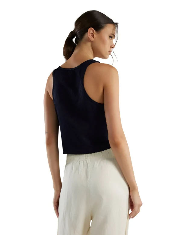 Sale LES TIEN Kerry Crop Tank Navy