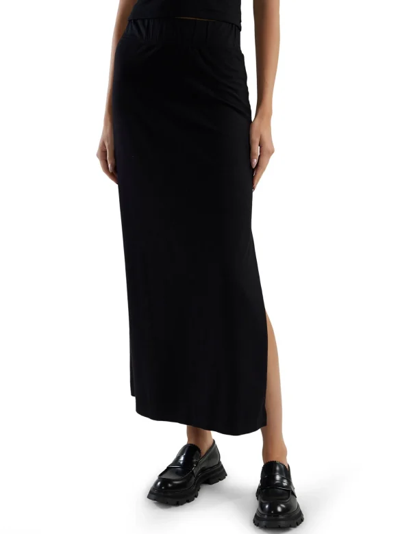 New LES TIEN Max Side Slit Skirt Jet Black
