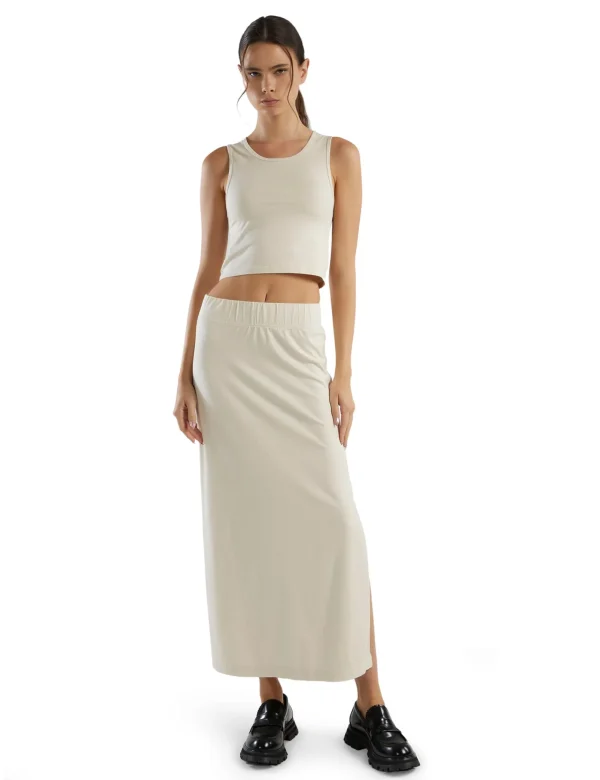 Sale LES TIEN Max Side Slit Skirt Ivory