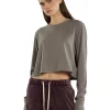Sale LES TIEN Mert Long Sleeve Crop Tee Dove