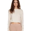 Discount LES TIEN Mert Long Sleeve Crop Tee Ivory