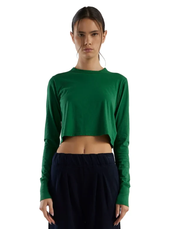 Online LES TIEN Mert Long Sleeve Crop Tee Verde