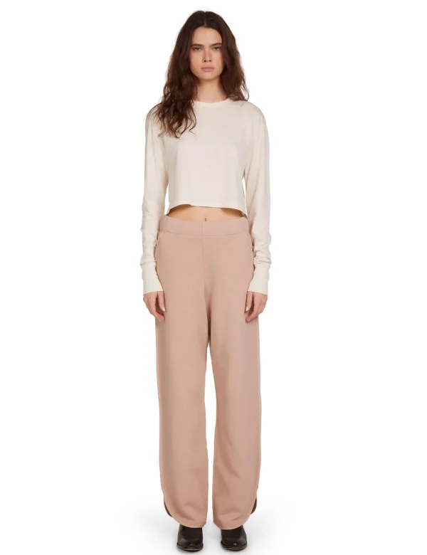 Discount LES TIEN Mert Long Sleeve Crop Tee Ivory