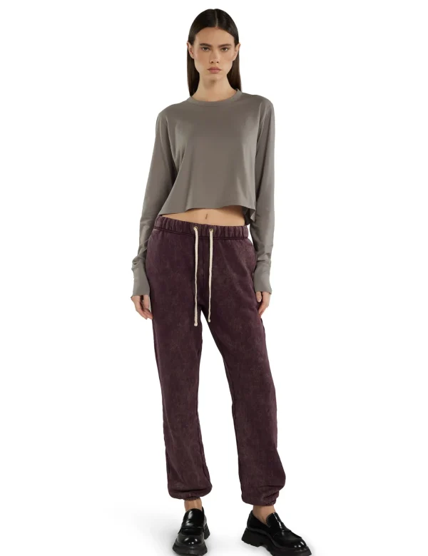 Sale LES TIEN Mert Long Sleeve Crop Tee Dove