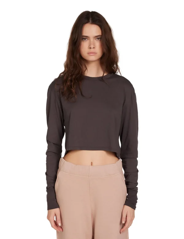 Sale LES TIEN Mert Long Sleeve Crop Tee Vintage Black