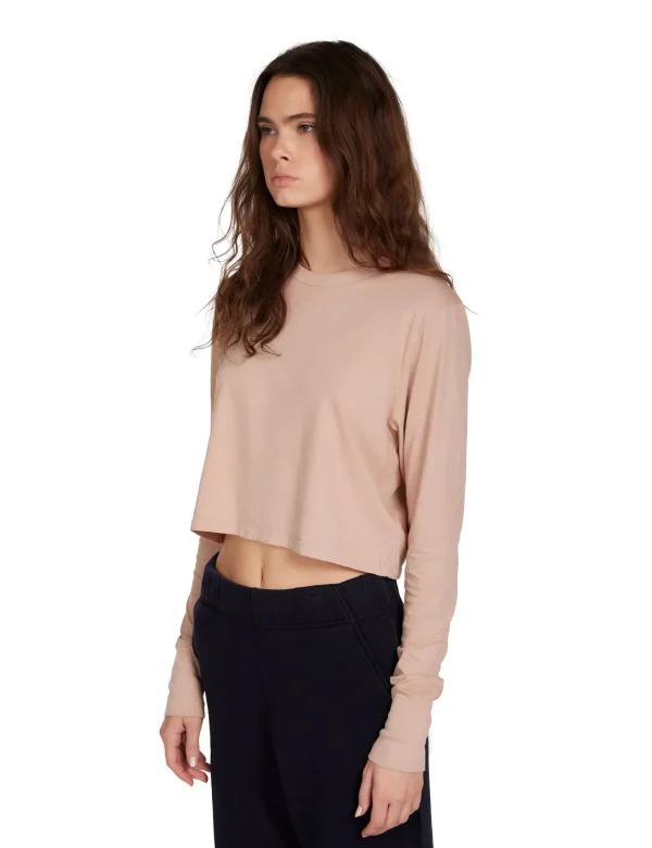 Sale LES TIEN Mert Long Sleeve Crop Tee Mauve