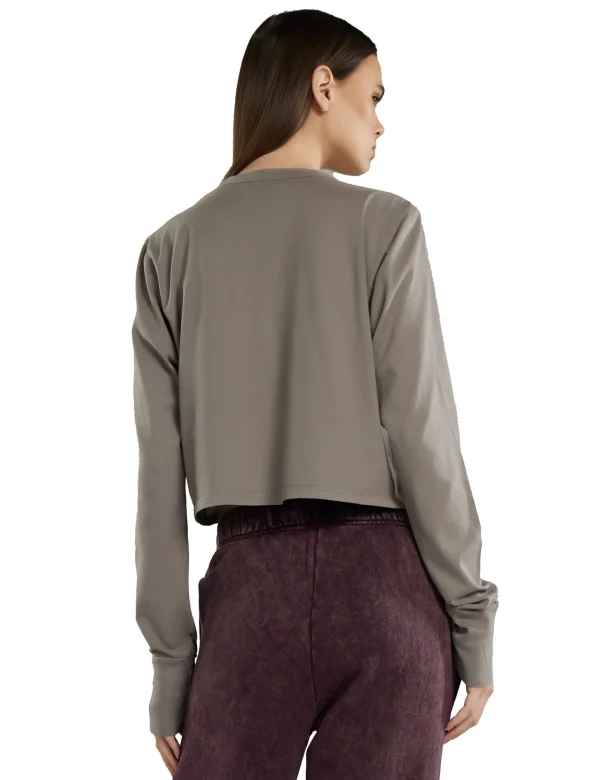 Sale LES TIEN Mert Long Sleeve Crop Tee Dove
