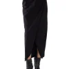 Clearance LES TIEN Milly Scallop Wrap Skirt Jet Black