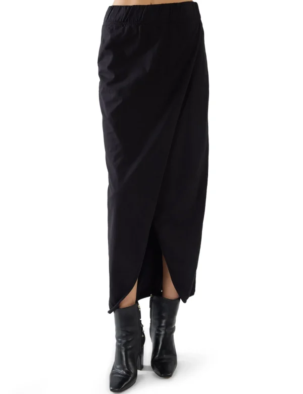 Clearance LES TIEN Milly Scallop Wrap Skirt Jet Black