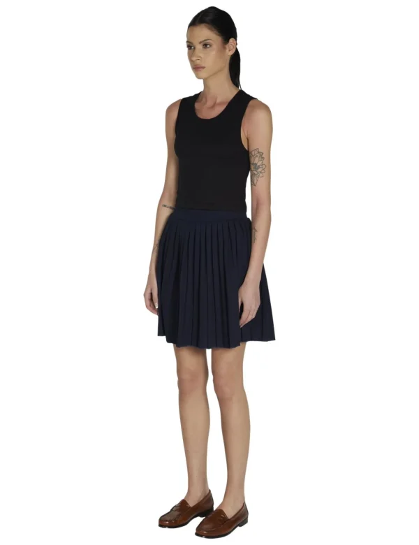 Clearance LES TIEN Paulina Box Pleat Tennis Skirt Navy